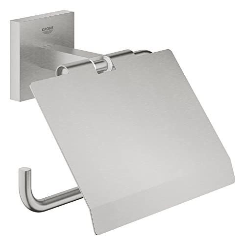 GROHE Start Cube - Papierhalter (mit Deckel, verdeckte Befestigung, Material: Metall), supersteel, 41102DC0 von GROHE