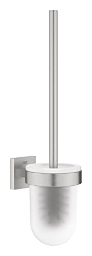 GROHE Start Cube - Toilettenbürstengarnitur (Wandmontage, verdeckte Befestigung, Material: Glas/Metall), supersteel, 40977DC0 von Grohe