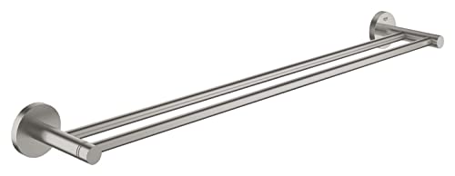 GROHE Start - Doppel- Badetuchhalter (Stichmaß 600mm, Material: Metall, inkl. Schrauben und Dübel), supersteel, 41203DC0 von Grohe