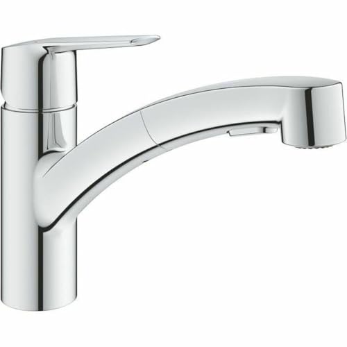 GROHE QUICKFIX Start - Einhand-Spültischbatterie (für die Einlochmontage, einfaches Umschalten zwischen Mossuer und Brausestrahl, flexible Anschlusschläuche), chrom, 30531001 von Grohe