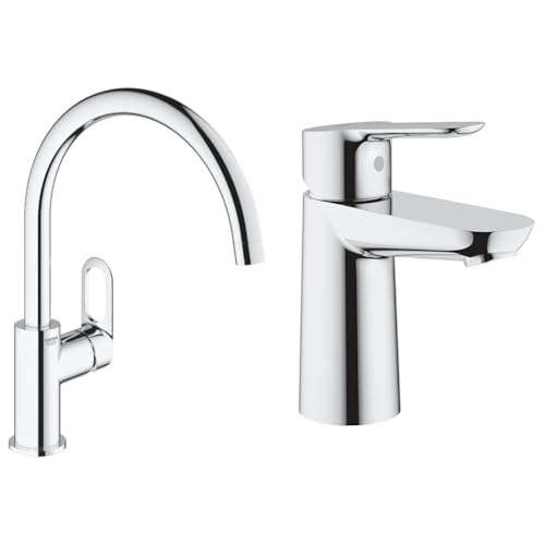 GROHE Start Flow - Einhand-Spültischbatterie & BauEdge | Badarmatur- Einhand-Waschtischbatterie, S-Size | mit Keramikkartusche | chrom | 23330000 von GROHE