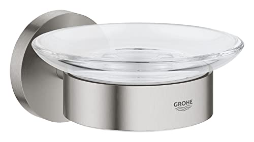 GROHE Start - Seifenschale mit Halter (Material: Glas/ Metall, verdeckte Befestigung), supersteel, 41193DC0 von Grohe