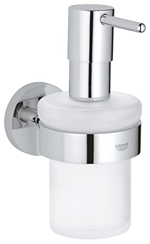 GROHE Start - Seifenspender mit Halter (Füllmenge 160ml, Material: Glas/ Metall, verdeckte Befestigung, langlebig), chrom, 41195000 von Grohe