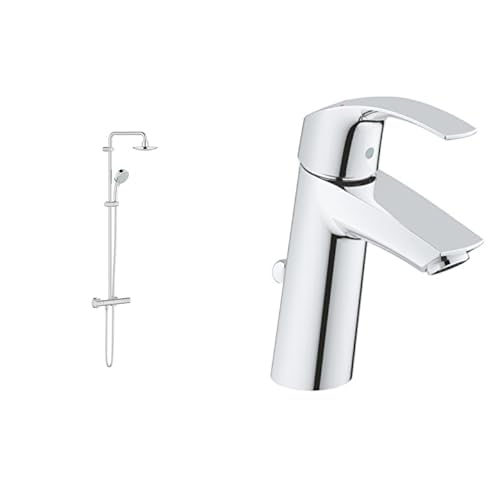 GROHE Tempesta Cosmopolitan System 160 | Brause- & Duschsystem - mit Thermostatbatterie & Eurosmart | Badarmatur - Einhand-Waschtischbatterie, mit Keramikkartusche | M-Size | chrom | 23322001 von GROHE