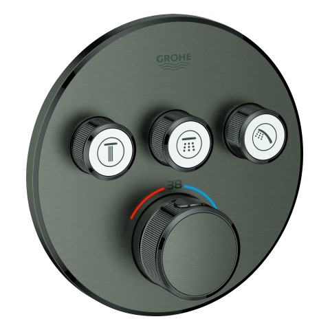 GROHE Thermostat Grohtherm SmartControl 29121 FMS rund 3 ASV hard graphite geb., 29121AL0 29121AL0 von Grohe