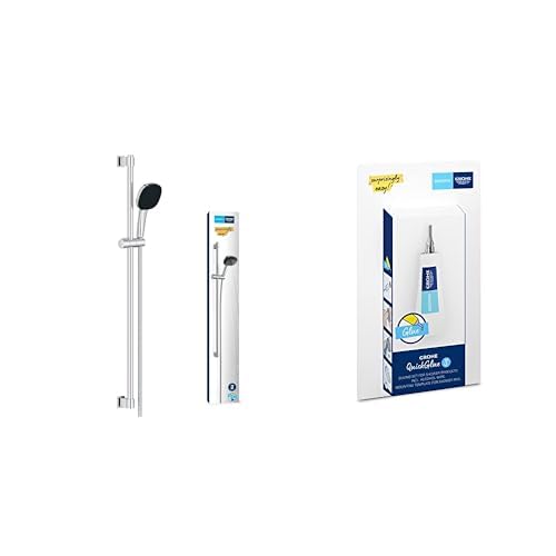 Grohe Vitalio 110 - Brausestangenset ~14l/min + Kleber (2 Strahlarten, Brausestange 90cm, Kleben oder Bohren), eckig, chrom von GROHE