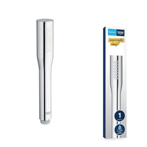 GROHE Vitalio Get - Handbrause 1 Strahlart (perfektes Strahlbild, für Durchlauferhitzer geeignet, doppelwandige Handbrause, Antikalk System), silber, 27458000 von Grohe