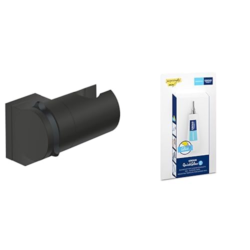 GROHE Vitalio - Handbrausehalter Klebe- Set (inkl. Kleber für Duschprodukte, verstellbar, langlebig), matt schwarz, 261832431 von Grohe