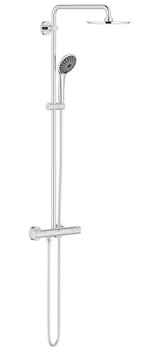 GROHE Vitalio Joy 210 - Duschsystem mit Thermostatbatterie (Wandmontage, 3 Strahlarten, Sicherheitssperre bei 38°C, Antikalk-System), chrom, 27965000 von Grohe