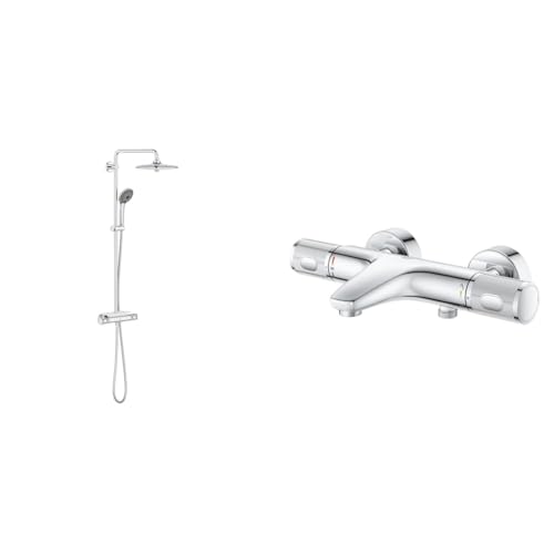 GROHE Vitalio Joy 260 - Duschsystem mit Thermostatbatterie & Precision Feel - Thermostat-Wannenbatterie (‎wassersparend, Temperaturbegrenzung, Wandmontage, S-Anschlüsse), chrom, 34788000 von Grohe