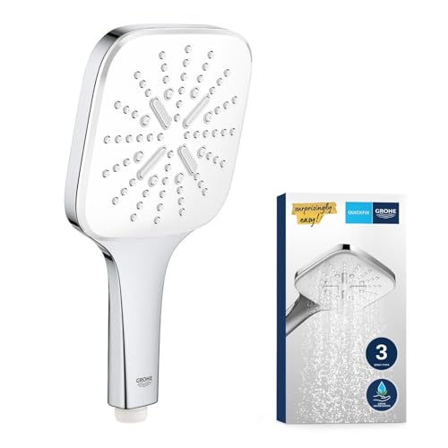 GROHE Vitalio SmartActive 130 Cube, Duschkopf wassersparend, 9l pro Min (Handbrause mit 3 Strahlarten, Antikalk-System, Universalanschluss passend zu Standard-Duschschläuchen), chrom, 26595000 GROHE Vitalio SmartActive 130 Cube, Duschkopf wassersparend, 9l pro Min (Handbrause mit 3 Strahlarten, Antikalk-System, Universalanschluss passend zu Standard-Duschschläuchen), chrom, 26595000 von GROHE