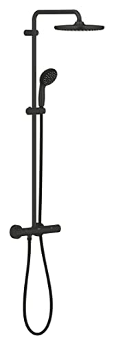 GROHE Vitalio Start - Duschsystem mit Thermostatbatterie (wassersparend, Wandmontage, perfektes Strahlbild, Antikalk- System), matt schwarz, 266772430 von GROHE
