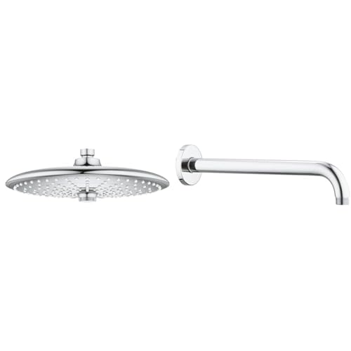 GROHE Vitalio joy 260 - Kopfbrause (wassersparend, 3 Strahlarten, Antikalk-System), chrom, 26462000 & Rainshower Brausearm modern 28576000, Silber von GROHE