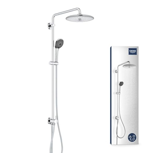 GROHE Vitalio Joy 260, Duschset ohne Armatur, wassersparend, 8l pro Min (Regendusche für vorhandene Armaturen, Kopfbrause mit 3 Strahlarten, horizontal schwenkbarer Brausearm), chrom, 27357002 von GROHE