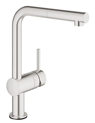 GROHE Minta Touch - elektronische Einhand-Spültischarmatur (L-Auslauf, Batterie- Stromversorgung, Schwenkbereich 360°, schnelle Montage), supersteel, 31360DC1 von GROHE