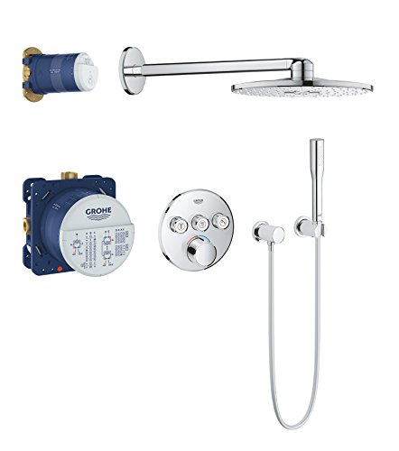 GROHE SmartControl Mixer, Duschsystem mit Mischer (Regendusche mit 3 Absperrventilen, Fertigmontageset, Kopfbrause 2 Strahlarten, Duschset mit allen Komponenten), rund, chrom, 34709000 GROHE SmartControl Mixer, Duschsystem mit Mischer (Regendusche mit 3 Absperrventilen, Fertigmontageset, Kopfbrause 2 Strahlarten, Duschset mit allen Komponenten), rund, chrom, 34709000 von GROHE