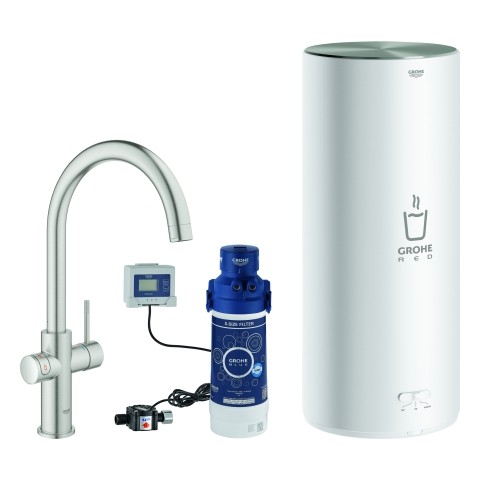 Grohe Armatur und Boiler Red Duo 30079 L-Size C-Auslauf supersteel, 30079DC1 30079DC1 von Grohe