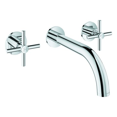 Grohe Atrio 3-Loch-Waschtischbatterie, DN 15, Wandmontage, Ausladung 180 mm, Kreuzgriffe, Farbe: Chrom - 20164003 von Grohe