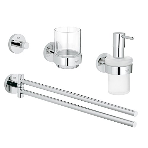 Grohe Bad-Set 4 in 1 Essentials, 1 Stück, 40846001 Rund (Chrom) von GROHE