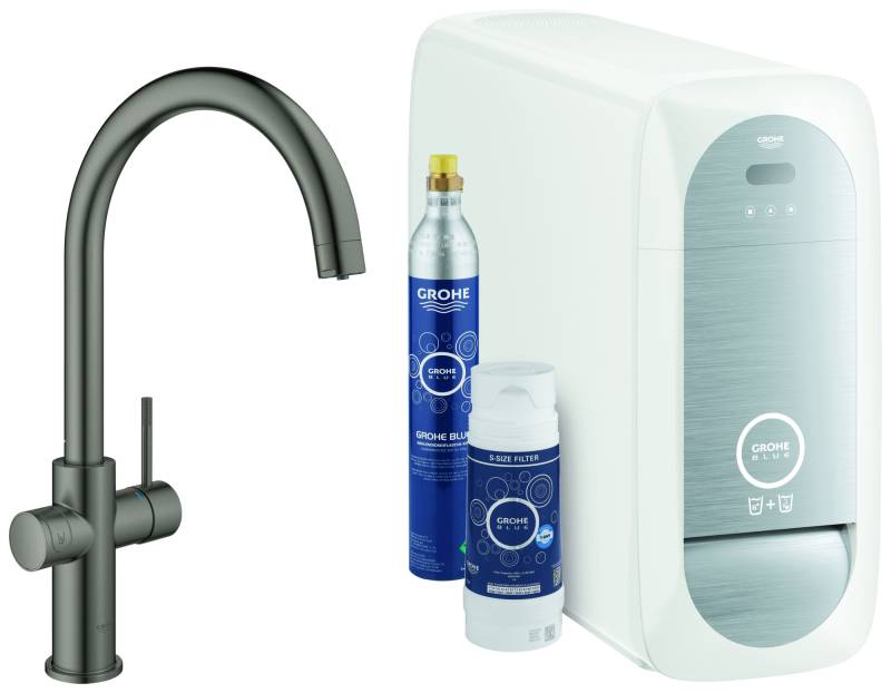 Grohe Blue Home C-Auslauf Starter Kit Einhand-Spültischbatterie mit Filterfunktion, mit Kühler und WIFI, 31455AL1 von Grohe