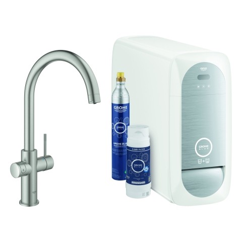 Grohe Blue Home Starter Kit 31455 Bluetooth/WIFI C-Ausl. supersteel, 31455DC1 31455DC1 von Grohe