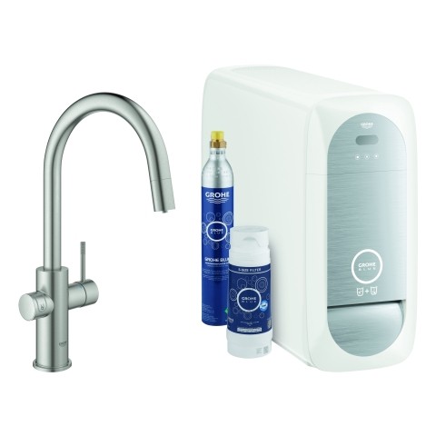 Grohe Blue Home Starter Kit 31541 auszb. Mousseur Bluetooth/WIFI C-Asl.supersteel, 31541DC0 31541DC0 von Grohe