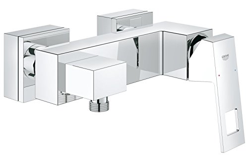 Grohe Duscharmatur Eurocube, 23145, Brausebatterie mit Mengenbegrenzung, StarLight Oberfläche, SilkMove Keramikkartusche, Rückflussverhinderer, Chrom, 09746 8 von Grohe