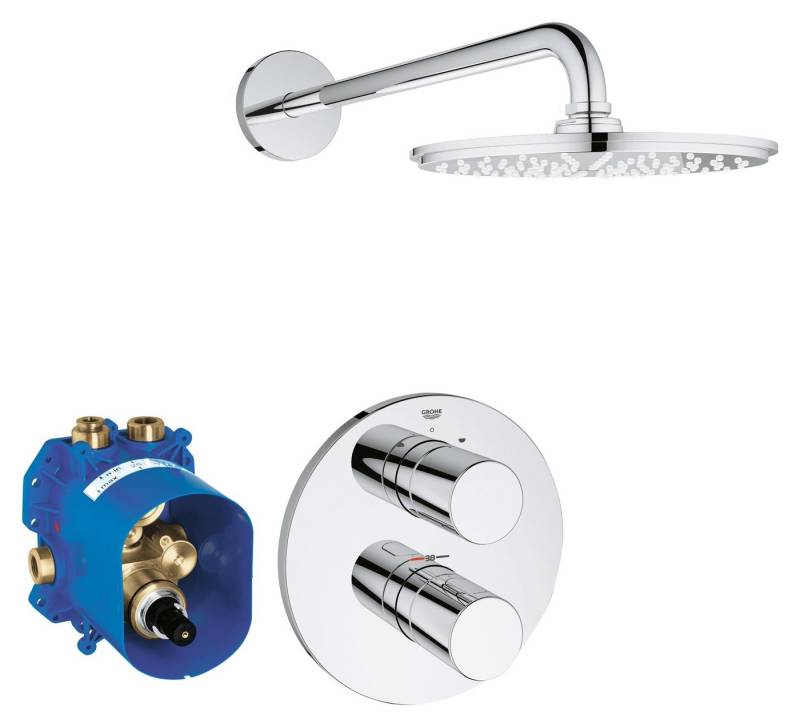 Grohe Duschsystem Grohtherm 3000 Cosmopolitan, Höhe 21 cm, 1 Strahlart(en), Unterputz m. Rainshower Cosmopolitan 210 Design rund Unterputz - Chrom von Grohe