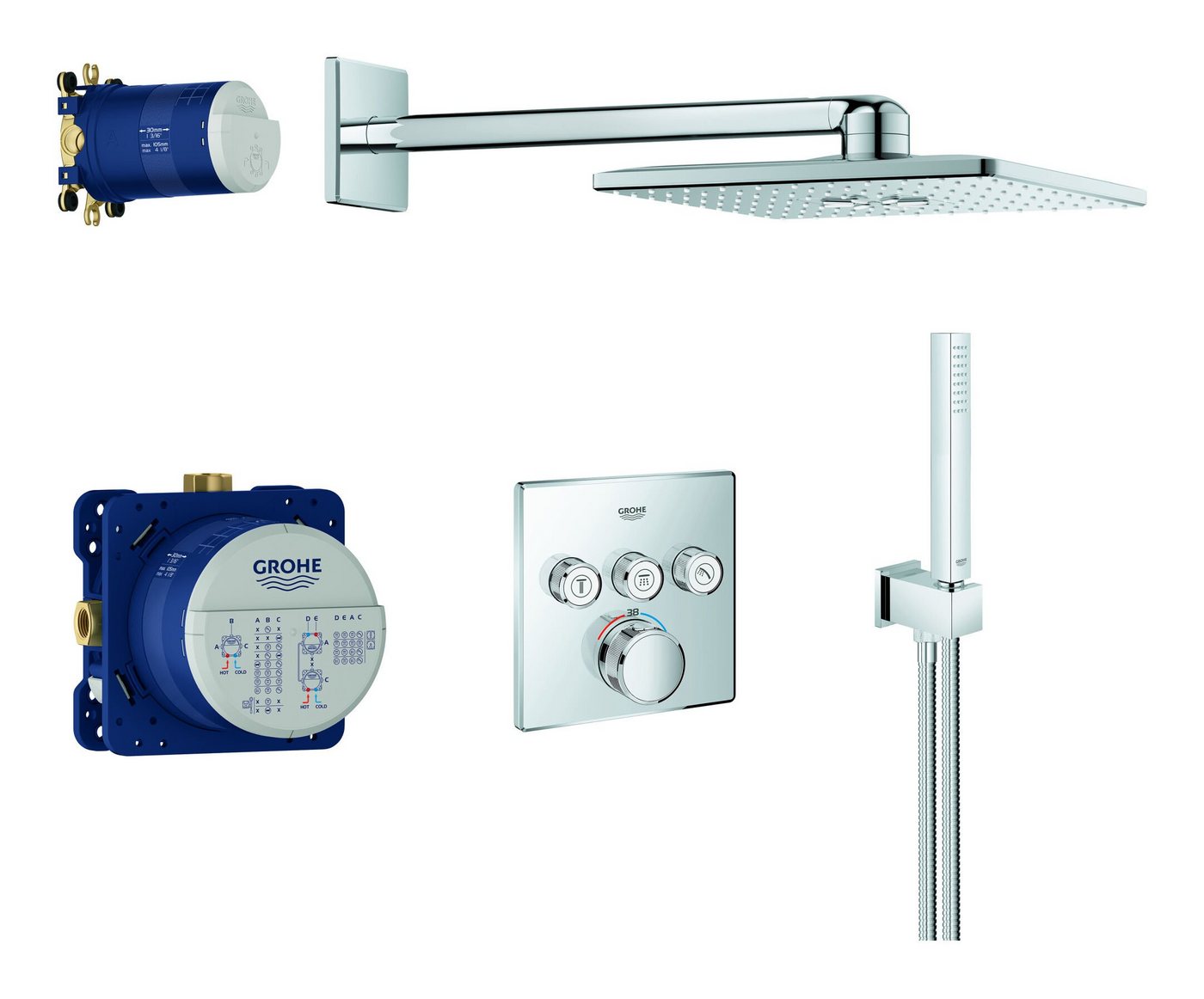 Grohe Duschsystem Grohtherm SmartControl, Mit Rainshower SmartActive 310 Cube u. TwistStop Brauseschlauch Grohe Duschsystem Grohtherm SmartControl, Mit Rainshower SmartActive 310 Cube u. TwistStop Brauseschlauch von Grohe