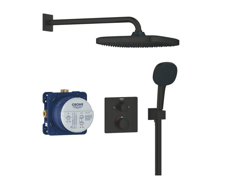 Grohe Duschsystem Precision Thermostat Duschsystem, UP, mattschwarz (348822430) von Grohe