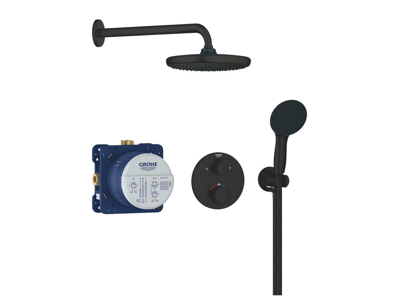 Grohe Duschsystem Precision Thermostat Duschsystem, UP, mattschwarz (348832430) von Grohe