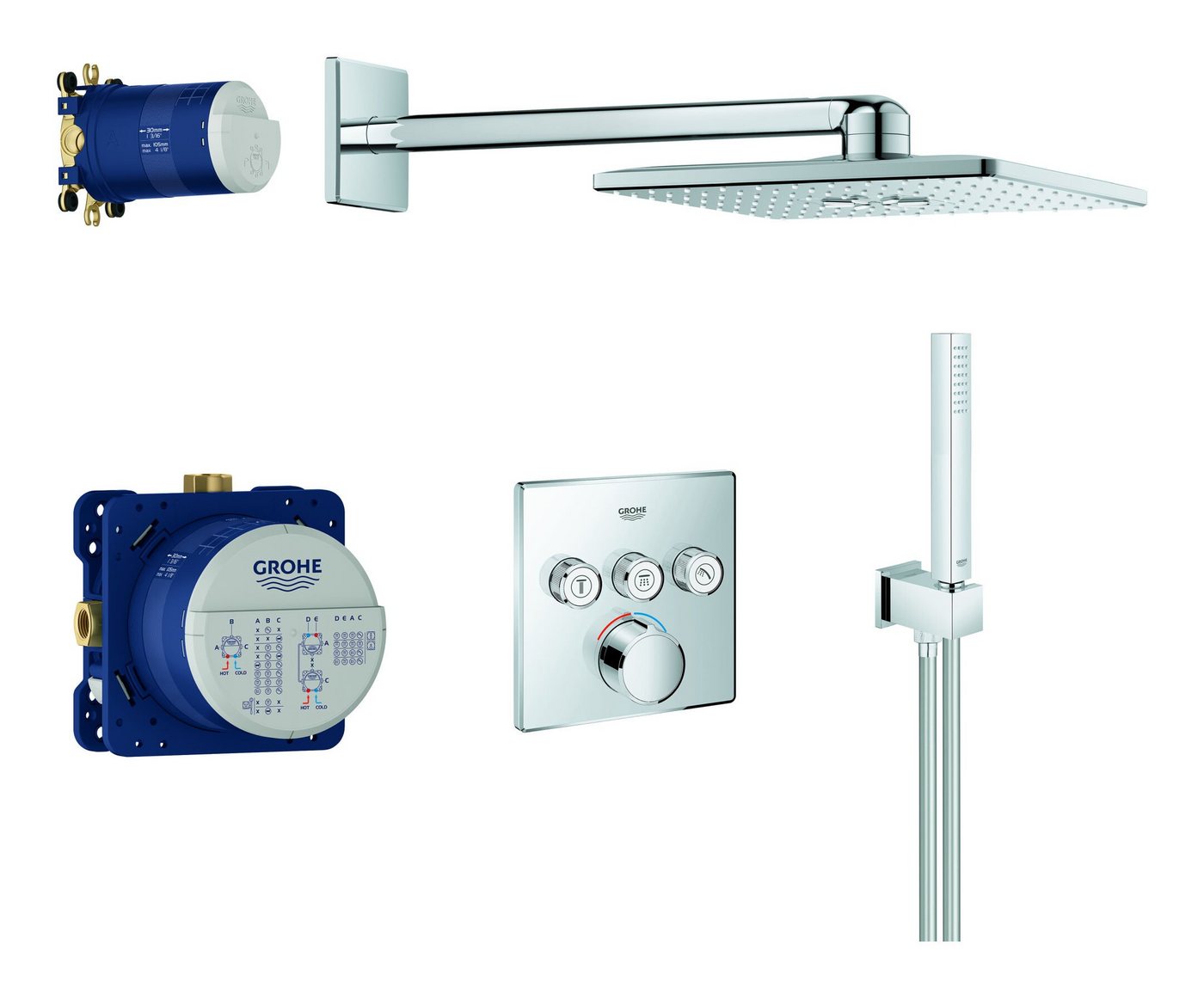 Grohe Duschsystem Rainshower SmartControl, Mit Kopfbrause eckig - Chrom Grohe Duschsystem Rainshower SmartControl, Mit Kopfbrause eckig - Chrom von Grohe