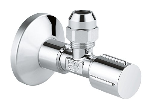 GROHE Eckventil (Wandschluss 1/2", Abgang 3/8", mit Längenausgleich, mit 10mm Quetschverschraubung, ergonomischer Metallgriff, mit Fettkammer und O-Ring Abdichtung), 22037000 GROHE Eckventil (Wandschluss 1/2", Abgang 3/8", mit Längenausgleich, mit 10mm Quetschverschraubung, ergonomischer Metallgriff, mit Fettkammer und O-Ring Abdichtung), 22037000 von GROHE