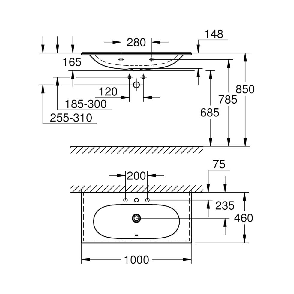 Grohe Essence Möbelwaschtisch 100 cm alpinweiß 3956600H 3956600H von Grohe