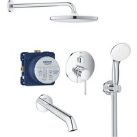 Grohe - Essence Unterputz-Brauseset mit xxl 250 Kopfbrause, 2-Strahl Handbrause und Wanneneinlauf, Chrom (25219001-Bain) von Grohe