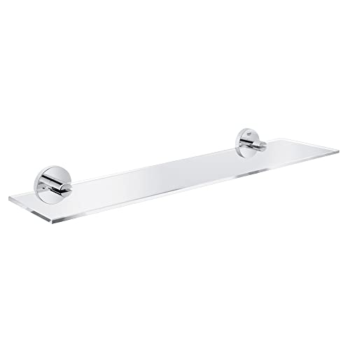 GROHE Essentials - Glasablage (Material: Glas / Metall, 530 mm (Bohrabstand 380 mm), verdeckte Befestigung), chrom, 40799001 von Grohe