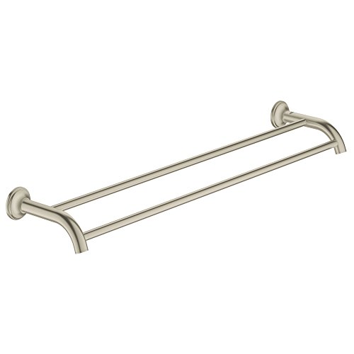 Grohe Essentials Authentic Doppel-Badetuchhalter, 1 Stück, nickel gebürstet, 40654EN1 von Grohe