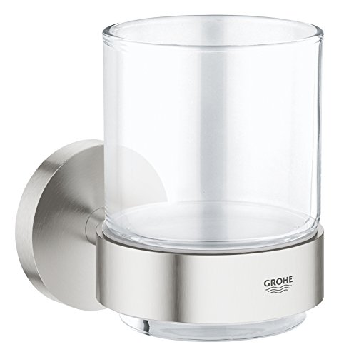Grohe Essentials Glas mit Halter, supersteel, 1 Stück, 40447DC1 von Grohe