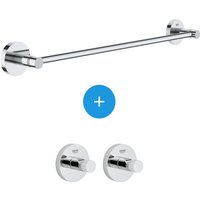Essentials Set aus 2 Wandhaken mit unsichtbarer Befestigung + Handtuchhalter aus Metall (40364001 + 40688001) - Grohe von Grohe