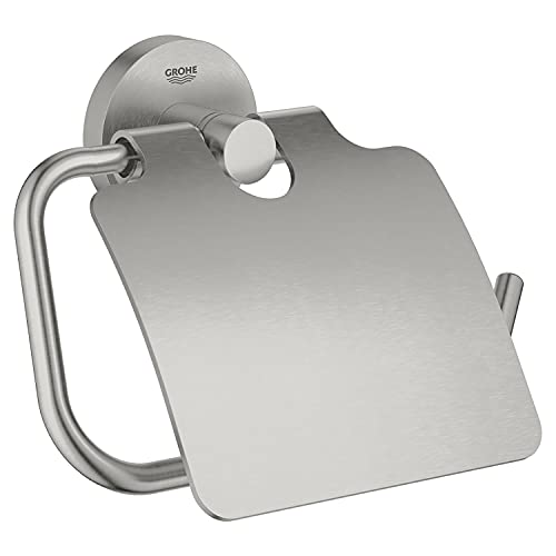 Grohe Essentials WC-Papierhalter mit Deckel, supersteel, 1 Stück, 40367DC1 von GROHE