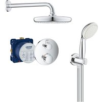 Grohtherm Unterputz-Duschset mit Thermostatmischer, 210 mm Kopfbrause und 2-Strahl-Handbrause, Chrom (34727000-NEU) - Grohe von Grohe