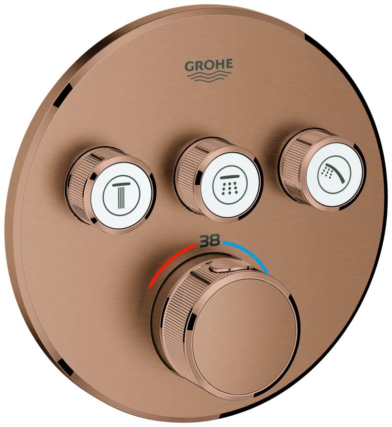Grohe Grohtherm SmartControl Thermostat mit drei Absperrventilen, Wandrosette rund, 29121DL0 von Grohe