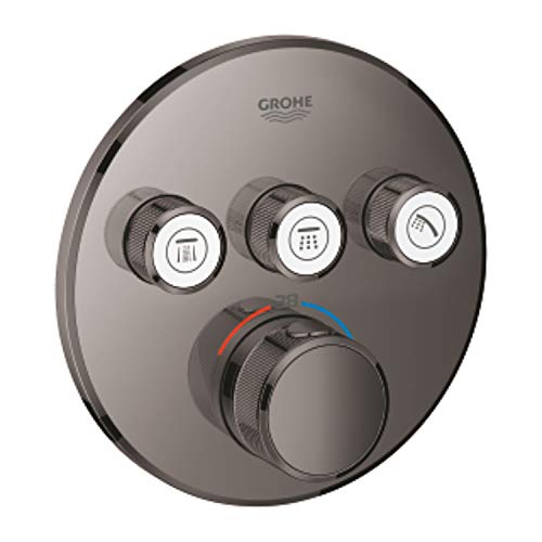 Grohe Grohtherm SmartControl Thermostat mit drei Ventilen, runde Wandrosette, Farbe: Hartgraphit - 29121A00 von Grohe