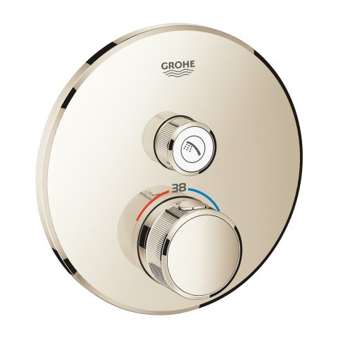 Grohe Grohtherm SmartControl Thermostat mit einem Absperrventil, Wandrosette rund, Farbe: Nickel poliert von Grohe