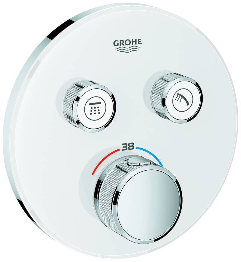 Grohe Grohtherm SmartControl Thermostat mit zwei Absperrventilen, Wandrosette rund, moon white, 29151LS0 von Grohe