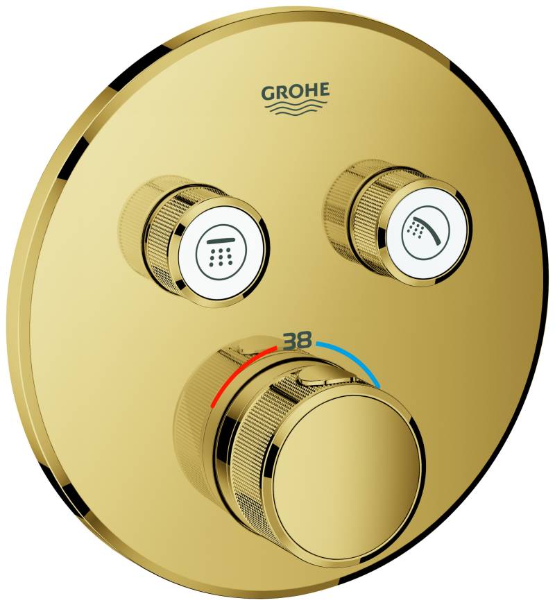 Grohe Grohtherm SmartControl Thermostat mit zwei Absperrventilen, Wandrosette rund, 29119GL0 von Grohe