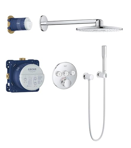 GROHE Grohtherm SmartControl - Duschsystem Komplettset (inkl. Thermostat, Kopfbrause-Set, Stabhandbrause, Brauseschlauch), rund, chrom, 34705000 GROHE Grohtherm SmartControl - Duschsystem Komplettset (inkl. Thermostat, Kopfbrause-Set, Stabhandbrause, Brauseschlauch), rund, chrom, 34705000 von GROHE