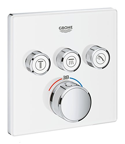 GROHE Grohtherm SmartControl | Brause- & Duschsystem - Thermostat mit 3 Absperrventilen | moon white | 29157LS0, eckig von Grohe