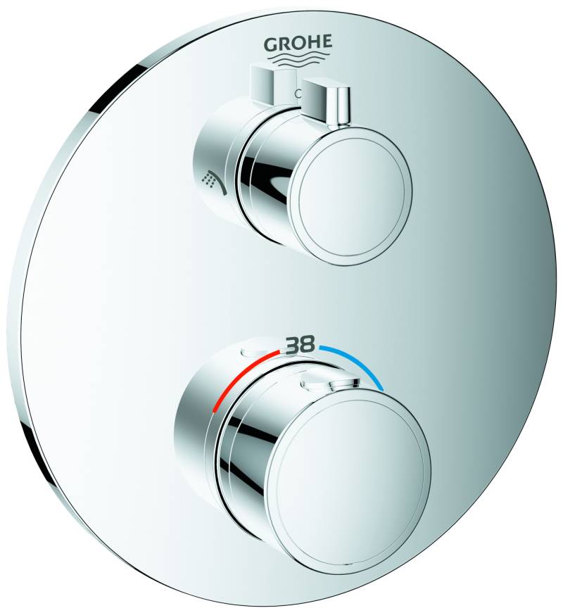 Grohe Grohtherm Thermostat-Brausebatterie für Rapido SmartBox, mit integrierter 2-Wege-Umstellung, 2 Verbraucher, chrom, 24076000 von Grohe
