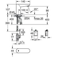 Grohe Infrarot-Elektronik CE EUROECO Dn 15, für Waschtisch, ohne Mischung Lithium-Batterie, Typ CR-P2 chrom von Grohe